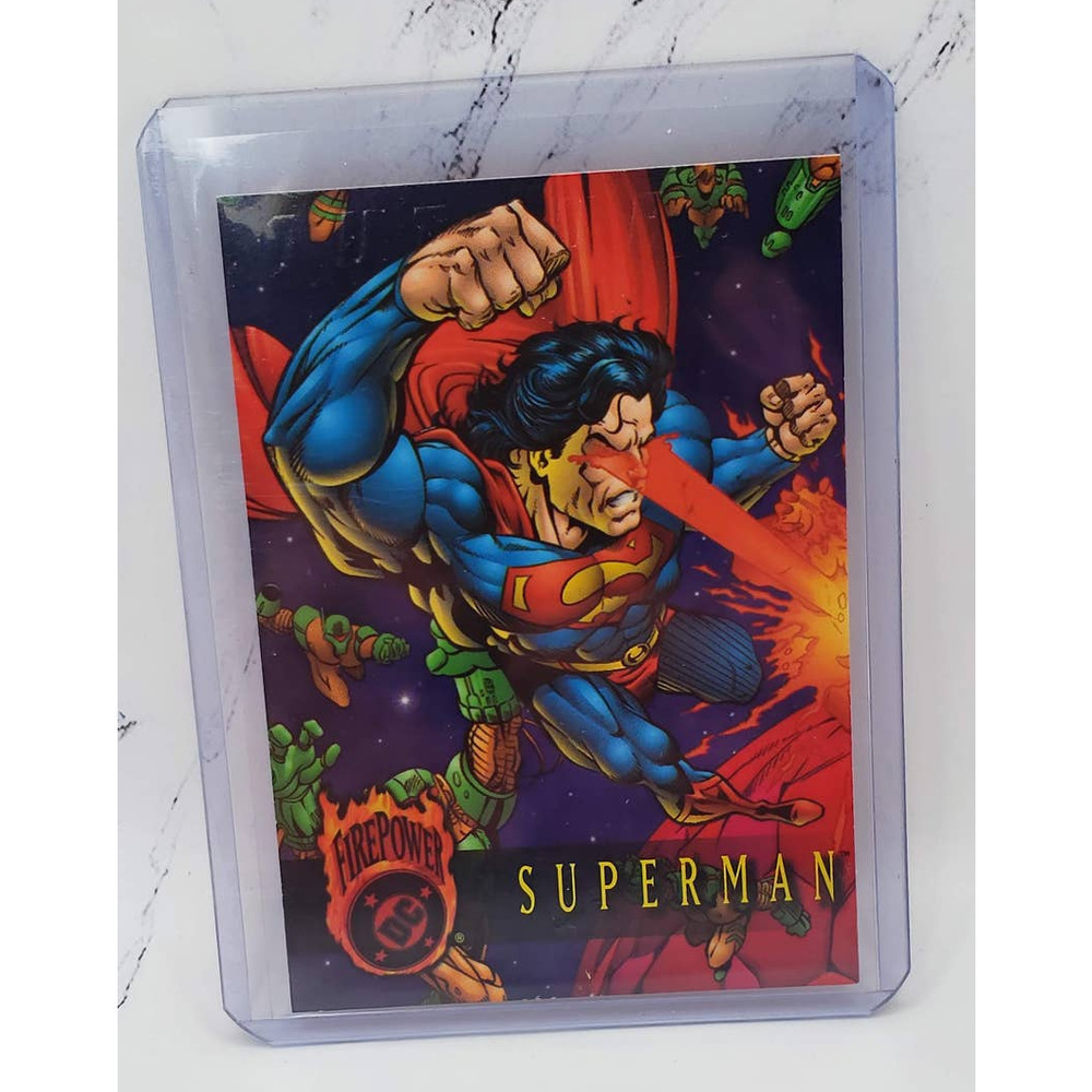 1996 Skybox DC Fire Power Outburst Embossed Promo Card, Superman